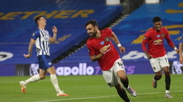 Bruno Fernandes scored twice  for the Red devils against Brighton at the AMEX stadium in their 3-0 victory